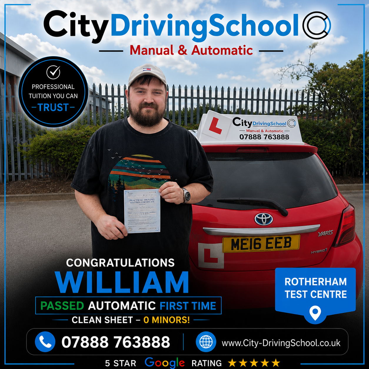 William passed with City Driving School